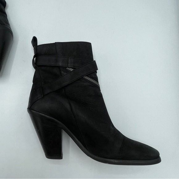 AllSaints TEJUS Ladies Black Leather Buckle Western Ankle - Picture 7 of 12